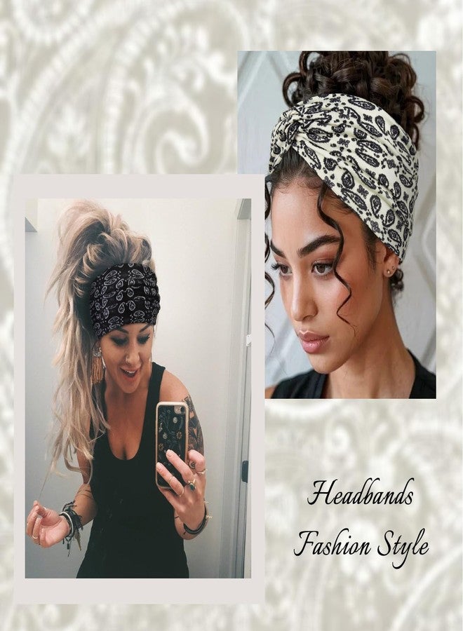 Tobeffect 7 Inches Extra Wide Headbands for Women, 4 Packs Boho Large Turban Head Bands Womens Fashion Bandana Headband Sport Workout Yoga Hairband African Knotted Headwraps - Image 3